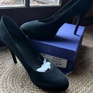 Stuart Weitzman Swoon Black Suede Leather Heels